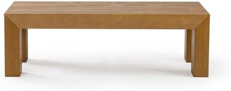 Plank+Beam Modern Coffee Table, 48 Inch, Rectangular, Pecan Wirebrush - Image 4