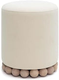TOV Furniture Dex Cream Upcycled Fabric Ottoman by TOVFurniture