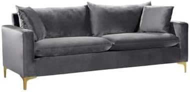 Meridian Furniture Naomi Collection Modern | Contemporary Grey Velvet - Image 6