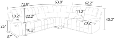 Reclining Sectional Sofa Set, L Shaped PU Leather Recliner Couch - Image 2
