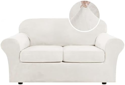 H.VERSAILTEX Real Velvet Plush 3 Piece Stretch Sofa Covers Couch Covers by HVERSAILTEX