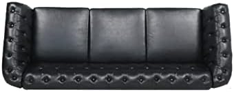 LEVNARY Chesterfield Sofa, Classic Tufted Upholstered Leather Couch, Modern 3 - Image 3