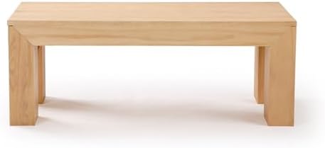 Plank+Beam Modern Coffee Table, 40 Inch, Rectangular, Blonde Wirebrush - Image 7