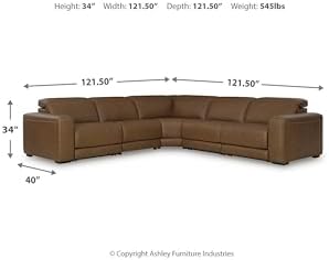 Signature Design by Ashley 5-Piece Leather Power Reclining Sectional Couch - Image 2