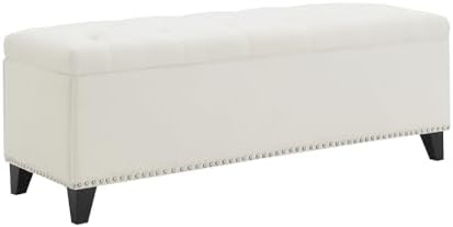 Storage Ottoman Bench, Linen Tufted Large Shoe Entryway Benches - Image 6