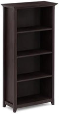 SIMPLIHOME Amherst 48" Tall Solid Wood 4-Shelf Bookcase in Russet Brown by SimpliHome