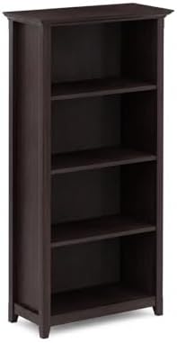 SIMPLIHOME Amherst 48" Tall Solid Wood 4-Shelf Bookcase in Russet Brown by SimpliHome