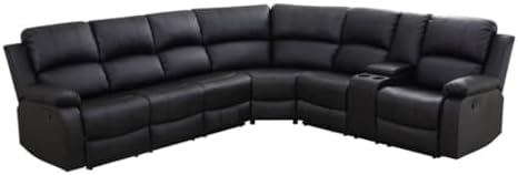 Reclining Sectional Sofa Set, L Shaped PU Leather Recliner Couch - Image 6