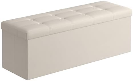 SONGMICS Storage Ottoman Bench, 43.3 Inches Folding Foot Rest Stool by SONGMICSbySONGMICSHOME