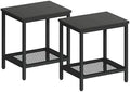 Outdoor Side Table with Storage 2-Tier Patio End Table by Wehaveahome
