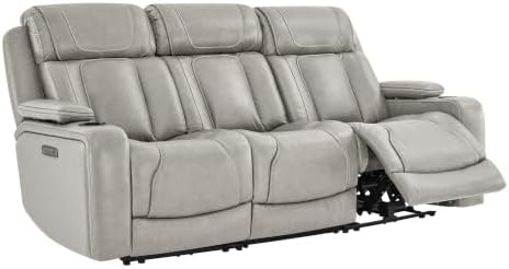 Watson & Whitely Power Reclining Sofa 3-Seat, Genuine Leather Light Grey by WatsonWhitely