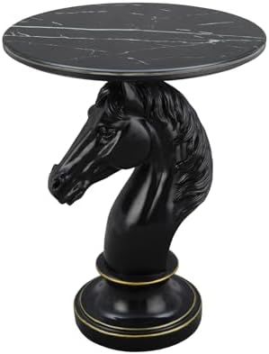 Modern End Table Black Horse Statue Side Table - Image 3