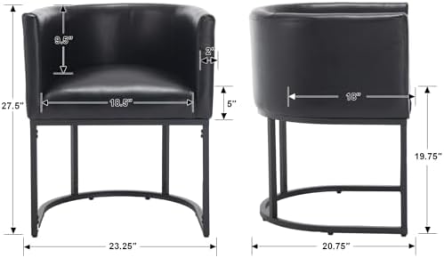 HNY Mid Century Modern Upholstered Barrel Black Dining Chairs - Image 2