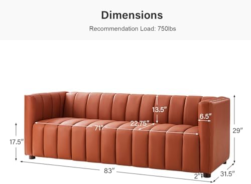 HULALA HOME 83" Genuine Leather Sofa - Image 2