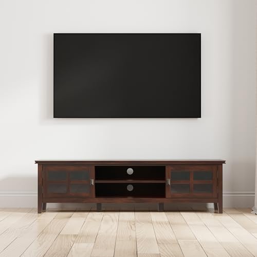SIMPLIHOME Artisan 72" Wide Solid Wood TV Stand in Russet Brown - Image 3