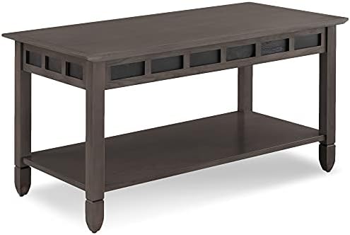 Leick Home Sibley Coffee Table, Solid Wood, Slate Tile Details, Bottom Display - Image 5