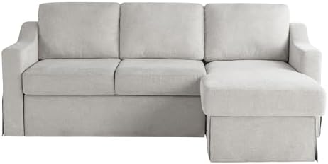 Serta Hawthorne 89.8" Slipcovered Convertible Sleeper Sofa Chaise, Queen Size - Image 3