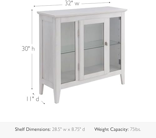 Leick Home Ryan Curio Cabinet, Weathered White - Image 3