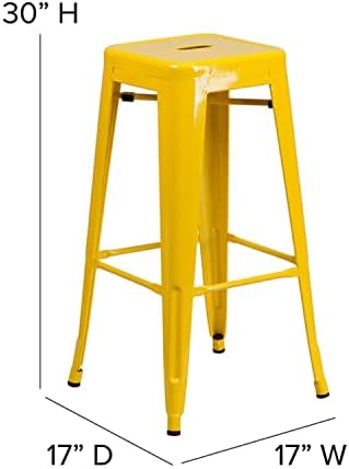 Flash Furniture Commercial Grade 30" High Backless Yellow Metal Indoor-Outdoor - Image 3
