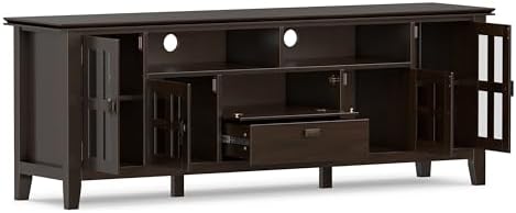 SIMPLIHOME Artisan 72" Wide Solid Wood TV Stand in Brunette Brown - Image 3