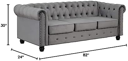 Morden Fort Classic Chesterfield Sofa Set 82'', Tufted Sofa - Image 2