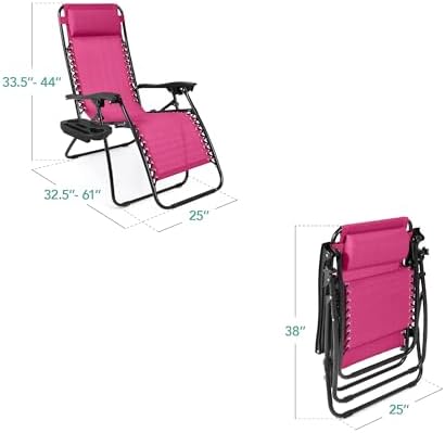 Best Choice Products Zero Gravity Chair Recliner, Hot Pink - Image 3