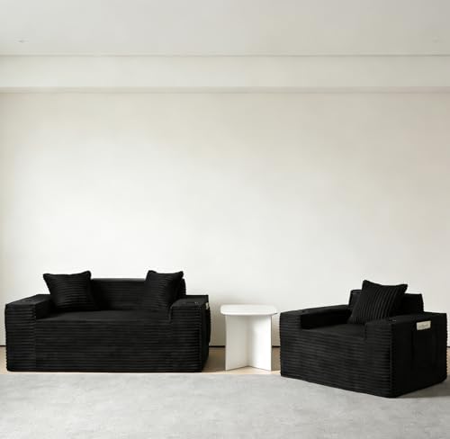 2 Piece Set Comfy Boneless Sofa Couch by Easilive