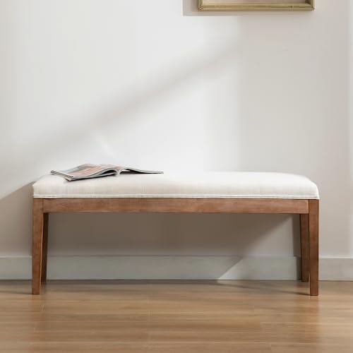 Linen Dining Bench Upholstered Entryway Bench Farmhouse Shoe Bench Seat Ottoman - Image 7