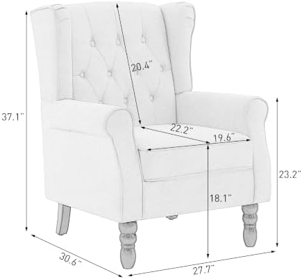 High Back Accent Chair, Fabric Upholstered Wingback Armchair - Image 2