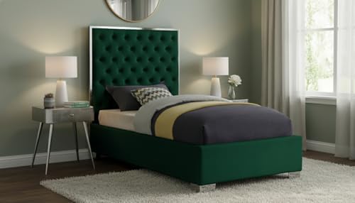 Meridian Furniture Lexi Collection Modern | Contemporary Velvet Upholstered Bed - Image 2