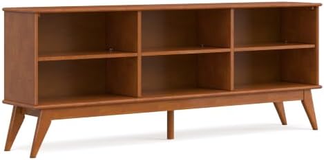 SIMPLIHOME Draper 30" Tall Solid Wood 6-Shelf Bookcase in Teak Brown - Image 6