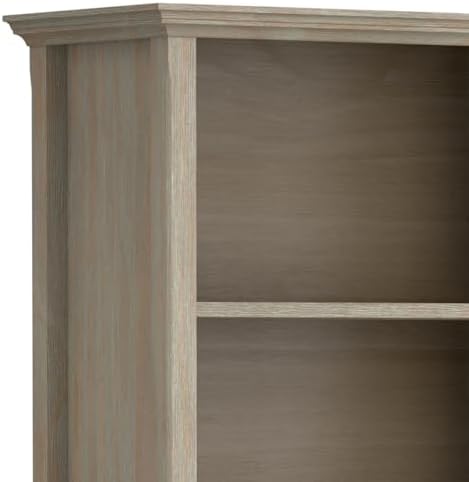 SIMPLIHOME Amherst 70" Tall Solid Wood 5-Shelf Bookcase in Distressed Grey - Image 6