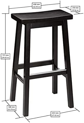 Amazon Basics Solid Wood Saddle-Seat Counter Height Bar Stools - Image 3