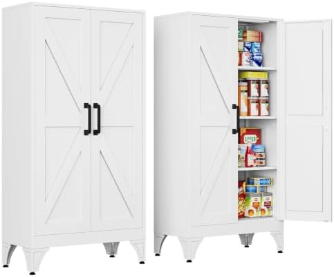 Letaya Metal Storage Cabinet, Small White Kitchen Pantry, by LetayaMetalCabinets