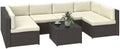 Outsunny 7 Piece Patio Furniture Set Wicker Outdoor Sectional Cream White by Outsunny