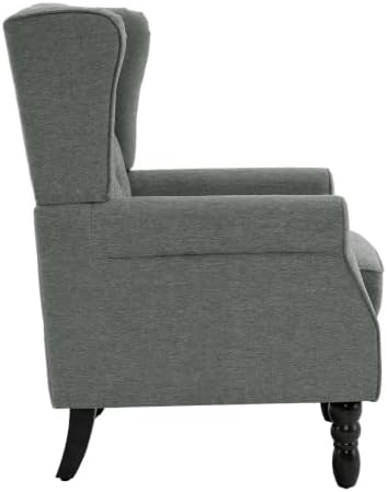 High Back Accent Chair, Fabric Upholstered Wingback Armchair - Image 4