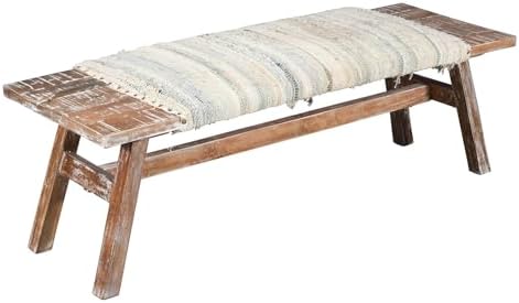 LR Home Brown/Multicolor Handmade Upholstered Bench - Image 3