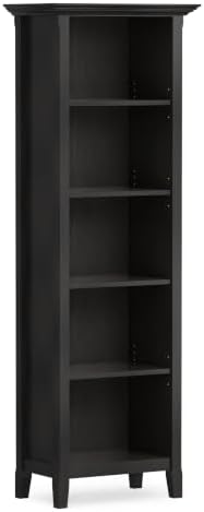 SIMPLIHOME Amherst 70" Tall Solid Wood 5-Shelf Bookcase in Hickory Brown by SimpliHome