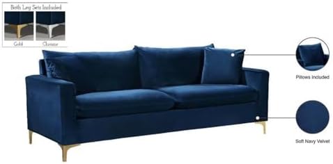 Meridian Furniture Naomi Collection Modern | Contemporary Navy Velvet - Image 7