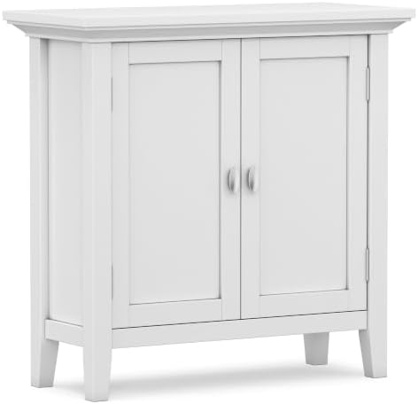 SIMPLIHOME Redmond 32" Wide Solid Wood Storage Cabinet in White by SimpliHome