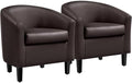 Yaheetech Accent Chairs Set of 2, Faux Leather Barrel Armchairs Espresso by Yaheetech