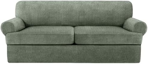 3 Piece T Cushion Sofa Slipcovers Stretch Couch Cover Furniture Covers by Jcones