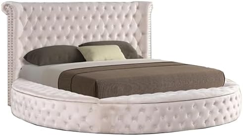 First of a Kind Circle Velvet Tufted Upholstered Platform Storage Bed by FirstofaKind