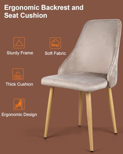 Dining Chairs Set of 2 with High Back, Ergonomic Curved Backrest Mid-Century - Image 3