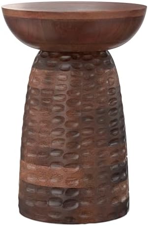 SIMPLIHOME Boyd 13" Wide Solid Wood Round End Table in Warm Dark Brown - Image 5