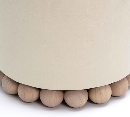 TOV Furniture Dex Cream Upcycled Fabric Ottoman - Image 6