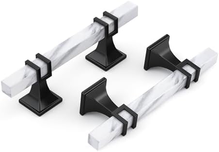 Haliwu 10 Pack 3" Kitchen Cabinet Handles White Marble Grain Cabinet Pulls by Haliwu