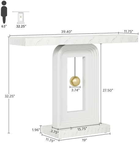 Tribesigns Modern Console Table, 40 Inches Faux Marble Sofa Table, Contemporary - Image 2