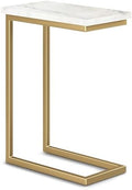 SIMPLIHOME Skyler 18" Wide C-Side Table in Gold/White Marble by SimpliHome