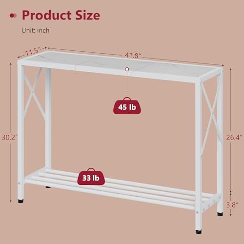 Tajsoon Console Table 41.8", 2 Tier Narrow Entryway Table - Image 3